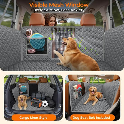 URPOWER XL Hard Bottom Dog Seat Cover for Full-Size Crew Cab Trucks | 400 lbs Support, 45% More Space, Waterproof, Mesh Window, Scratch Resistant, Non-Slip, Easy Care, Dog Seat Belt Included - Image 3