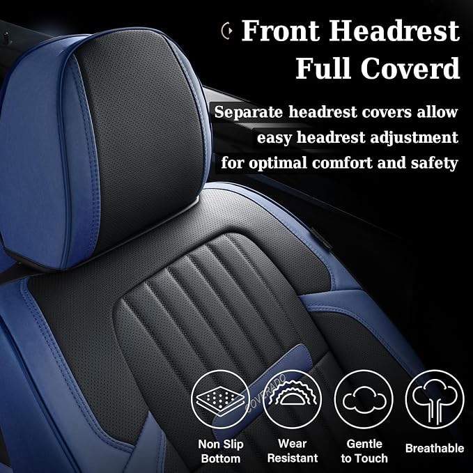 Coverado Car Seat Covers Full Set, Car Seat Protector Car Seat Cushion, Nappa Leather Seat Covers for Cars, Front and Back Seat Protectors Cushions Universal Fit for Most Cars Vehicles(Pink&Grey) - Image 5