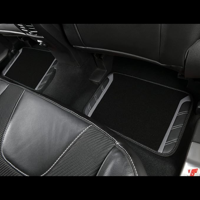 CAR PASS Leather Steering Wheel Cover and Waterproof Car Floor Mats,Microfiber Universal Car Combo Fit for 95% Sedan,SUV,Cars,14.5-15inch Sporty Anti-Slip Safety Comfortable Design(Black＆Gray) - Image 7