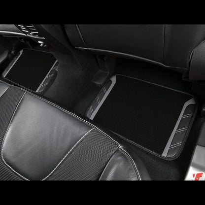 CAR PASS Leather Steering Wheel Cover and Waterproof Car Floor Mats,Microfiber Universal Car Combo Fit for 95% Sedan,SUV,Cars,14.5-15inch Sporty Anti-Slip Safety Comfortable Design(Black＆Gray) - Image 7