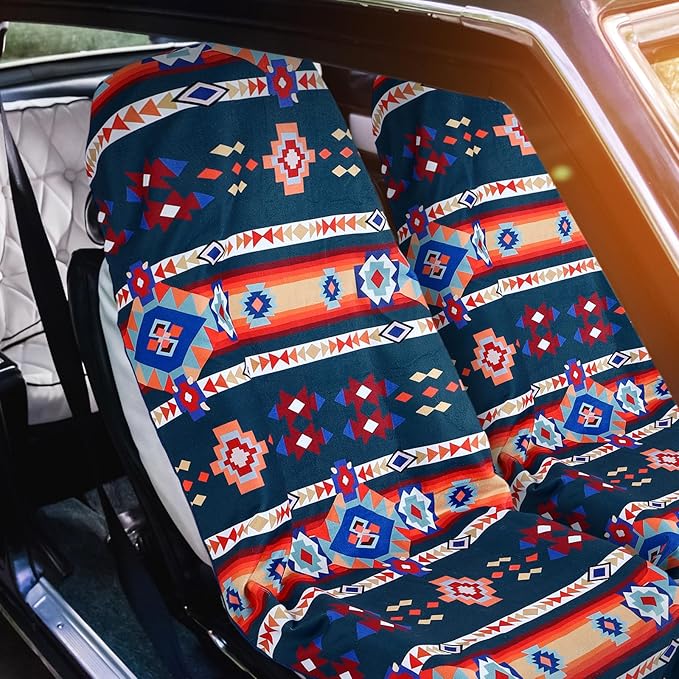 Hahafelt 2 Pack Car Seat Towel Covers Athletic Running Towel Performance Microfiber Post Workout Sweat Washable Cover Non Slip for Seat Outdoor Sport (Aztec) - Image 3