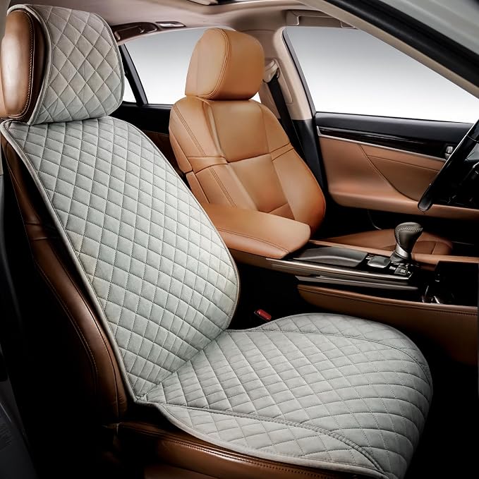 IVICY Faux Suede Front Car Seat Cover, Seat Protector, 1 Unit, Light Gray | Non-Slip Bucket Sear Cover for Most Cars, SUVs, Vans & Trucks – Machine Washable, Side-Airbag Friendly by IVICY
