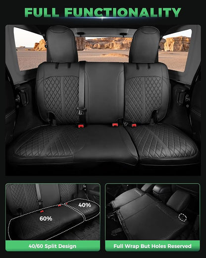 RIDEPOSH for Jeep Wrangler Leather Custom Car Seat Covers Full Set 4 Door | 2013-2017 JK, Luxury Accessories, Waterproof Protectors, 40/60 Spilt, Full Wrap, Durable, Back Organizer, Anti-slip, 5 Seats - Image 4