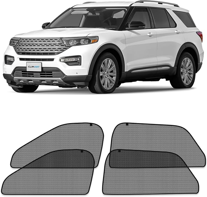 CLIM ART Magnetic Car Window Shades for Ford Explorer 2020-2026 – Custom-Fit Sun Blocker Curtains, Side Window Covers, Essential Car Accessories for Camping, Baby, and Privacy Protection - MS0309 by CLIMART