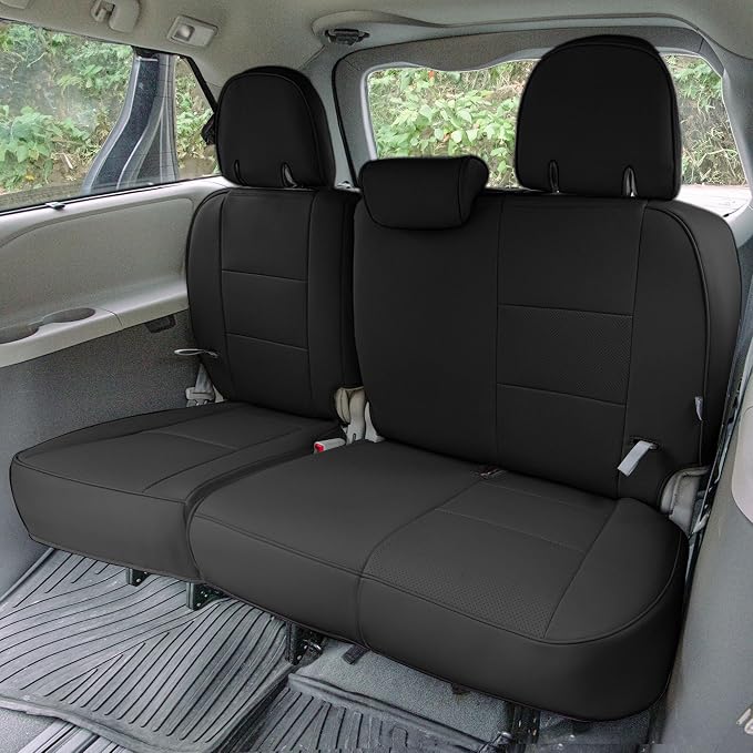 FH Group Custom Fit Car Seat Covers Specifically Made for 2011-2020 Toyota Sienna 7 Passenger, Car Seat Cover Full Set, Automotive Seat Covers in Black Faux Leather, Waterproof and Washable - Image 5