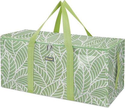 BALEINE Extra Large Storage Tote with Zippers & Carrying Handles, Heavy-Duty Oxford Fabric Moving Bags for Laundry, Space Saving, Storage, Antique Foliage by BALEINE