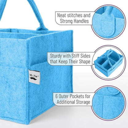 Mr. Pen- Baby Diaper Caddy Organizer, Blue | Nursery Storage Bin and Car Organizer for Diapers and Baby Wipes - Image 3