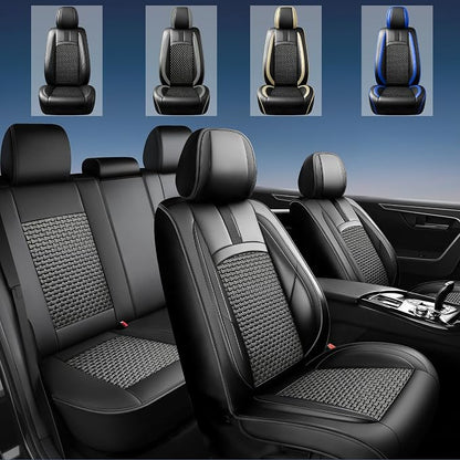 Fit Murano Car Seat Covers for Nissan Murano 2011-2024 2025 2026-Upgraded Premium Breathable Cooling Ice Silk Leather Seat Covers,All-Weather Breathable Seat Cushion Protector,Full Set,Black - Image 2