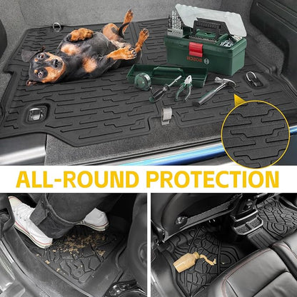 Cargo Mats for 2021-2026 Jeep Wrangler JL 4XE Floor Liners with Trunk Mat All Weather TPE Protector Rear Floor Trunk Liners for 2021 2022 2023 2024 2025 2026 Wrangler JL 4XE 4 Door Accessories - Image 6