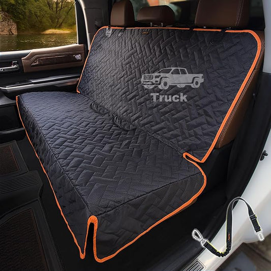 Heavy Duty Back Seat Cover for Truck , 100% Waterproof & Odor-Free Dog Seat Protector for F150 F250 Chevy Silverado Ram Sierra, Scratch-proof Eco-Friendly Back Seat Cover for Dogs, Kids, Tools & Gear by iBuddy