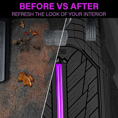 CAR PASS Metal Medium Rubber Floor Mats for Car Heavy Duty Car Mats All Weather, Universal Trim to Fit for Truck SUV Vehicle Automotive Floor Mats, Waterproof Car Mats 4 Piece Black Purple - Image 6