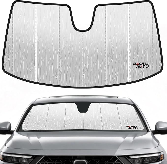 2023-2026 Accord Windshield Sun Shade Compatible for 2023-2026 Honda Accord Silver Reflective Foldable Front Sun Visor Sunshade Protector with Storage Bag Keep Interior Cool by BasaltAuto