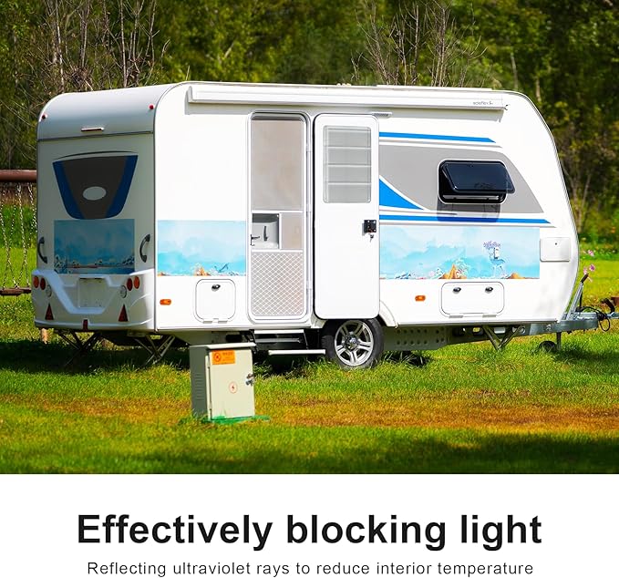 RV Door Window Shade Cover - Magnetic RV Blackout Window Cover with UV Protection and Privacy Features (25 * 16 in) Foldable Magnet Design, Waterproof Fabric, and Reflective Silver Coating - Image 4