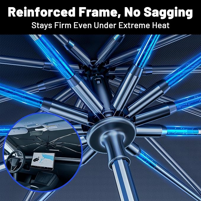 Car Windshield Sun Shade Umbrella for Jeep Gladiator 2020-2026, 1:1 Fit | [Reflective Coated Fabric] Car Shades Sun Visor Keep Car Cool and Protects Interior, Sunshade Umbrella for Front Window - Image 5