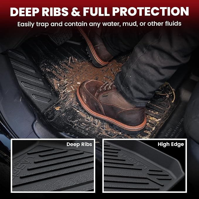 LASFIT All Weather Floor Mats for Honda Civic 2012-2015【Sedan & Si】 | Full Surround TPE Mats, Tall Walls, 3D Custom Fit, Non-Slip, Easy Clean, Tool-Free Install, Vehicle-Specific Accessories - Image 4
