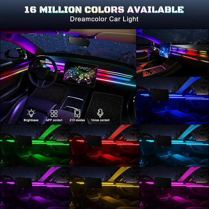 Dreamcolor Acrylic Interior Car LED Strip Light with USB/Type C/4-Port Cigarette Lighter, RGB 2 in 1 with 86.6 inches LEDs Ambient Lighting Kits, Sound Active Function Neon Led Strips for Car - Image 2
