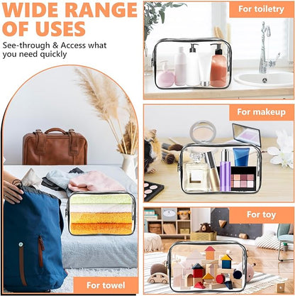 AURUZA Clear Makeup Bag,Portable Travel Toiletry Bags with Zipper, TSA Approved Clear Organizer Bags, PVC Cosmetic Pouch for Airport Airline Compliant - Image 6