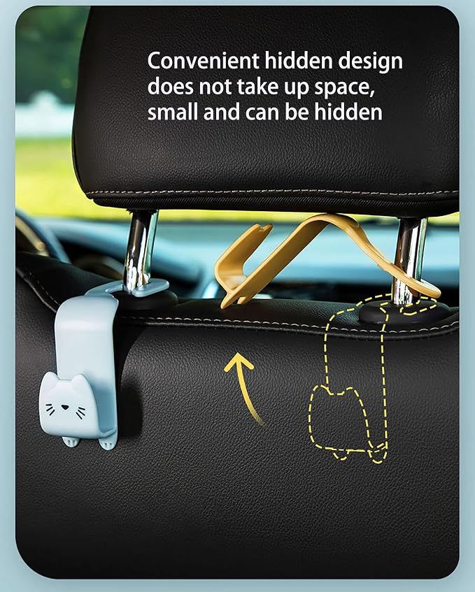 Fashion Car Seat Back Organizers, 4 Pack Universal Headrest Hooks, Bag Holder, Automobile Seat Back Hanger for Purse Bags and Coats (Random Color) - Image 5