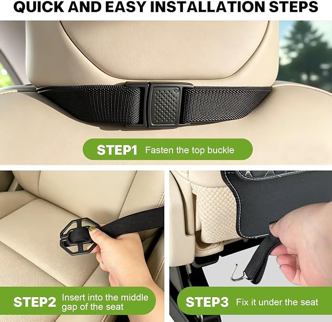 Seat Back Protectors for Kids Car Kick Mats with Large Pocket Organizer Waterproof Dustproof Anti-Scratch Front Seat Back Cover Fits Most Vehicles 2PCS - Image 5