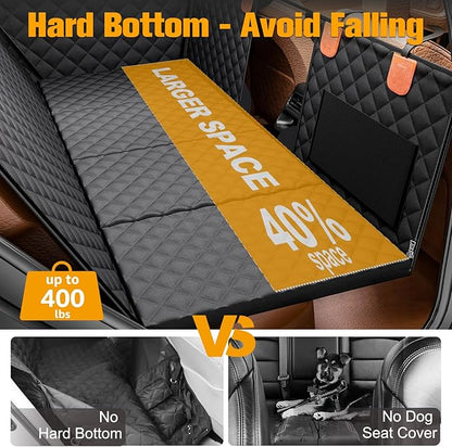Dog Car Seat Cover for Back Seat, Hard Bottom Back Seat Extender | Rear Seat Pet Cover for Dogs - Supports 400lbs, Waterproof and Scratch Resistant Dog Hammock with Mesh Window For Cars & SUVs - Image 2