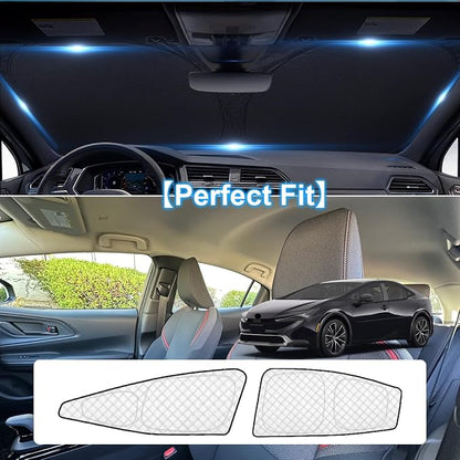 KMF 6pcs Thicken Sun Shades for Toyota Prius 2023-2025 2026 Accessories,Full Car Window Covers Sunshade for Windshield Side Rear, UV Block and Privacy Blackout for Car Camping - Image 5