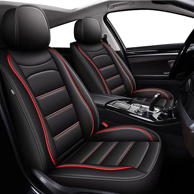IKABEVEM Car Seat Covers for Nissan Rogue Sport 2017-2022 Full Set(5 Seats) | Luxury Fuax Leather, Waterproof, Airbag Compatible, Easy to Install, Scratch‑Resistant Seat Protection, Redline by IKABEVEM