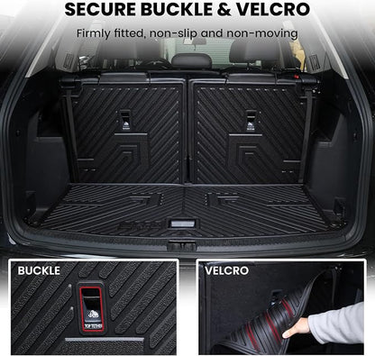 LASFIT Cargo Mat for Volkswagen VW Atlas 2018-2026(Not fit Cross Sport), All Weather TPE Custom Fit Trunk Mat & Seatback Mat for VW Atlas 6&7 Seats Accessories, Black, Easy to Clean - Image 3
