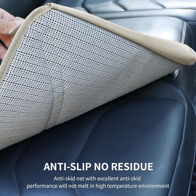 Viaviat Car Seat Protector Leather Waterproof Child Safety Seat Protector Cover with Thick Pad and 2 Large Pockets Durable Kick Mat for All Auto Seat (Beige) - Image 6