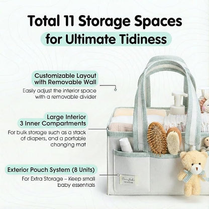 PeraBella Diaper Caddy Organizer with Handle, Baby Shower Gifts Basket Bag, Registry Search Must Haves Items, Nursery Storage Organizer for Newborn Girl Boy, Baby Bag Essentials, Car Diaper Caddy Cart - Image 2