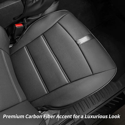 Front Silverado Seat Covers for Chevy Silverado 1500(2019-2026) & 2500HD/3500HD(2020-2026)-DoubleCab Pickup,w/No Rear Cup Holder,Fully Covered,Waterproof Leather Seat Protector(Black & Carbon Fiber) - Image 7