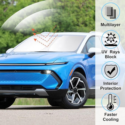 Windshield Sun Shade for 2024 2025 2026 Chevrolet Equinox EV | Full covered for windshield, Foldable & Durable, Block UV Rays, Reduce Heat, Easy to install, Keep Car Cooler - Image 2