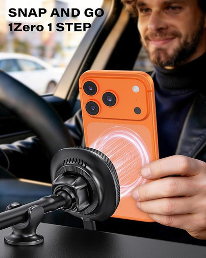 for Magsafe Car Mount Charger, 15W Fast Charging for Windshield | Stronger Magnetic & Suction Cup Mount for Windshield & Dashboard, Wireless Car Charger Compatible with iPhone12-17 Pro Max - Image 3