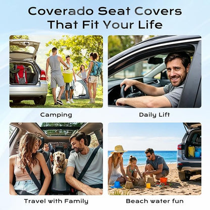 Coverado Full Set Car Seat Covers, Luxury Leather All-Weather Seat Protectors Universal Fit Most Sedan SUV Truck Vehicles - Image 4