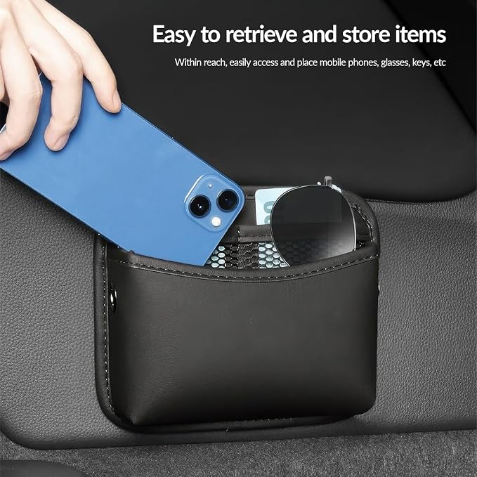 SOOPII 2Pack Car Seat Side Storage Pocket, PU Leather Small Organizer, Multifunctional Console Side Organizer Bag for Phone,Keys, Sunglass and Wallet (Black) - Image 4