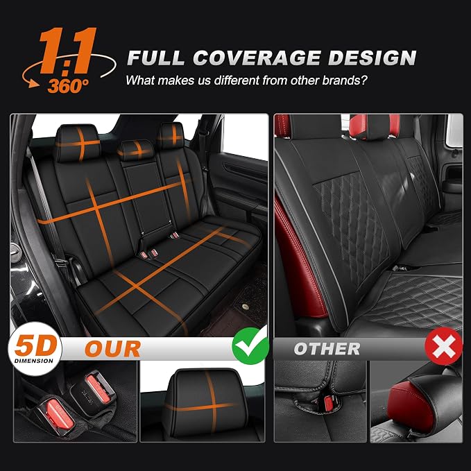 Custom Fit Seat Covers for Toyota RAV4 2013-2018 | Limited XLE SE Platinum Adventure (Not for LE and Hybrid) Full Set Faux LeatherAirbag Compatible Waterproof Black - Image 6