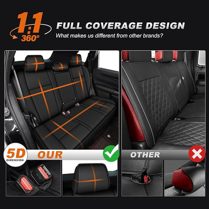Custom Fit Seat Covers for Toyota RAV4 2013-2018 | Limited XLE SE Platinum Adventure (Not for LE and Hybrid) Full Set Faux LeatherAirbag Compatible Waterproof Black - Image 6