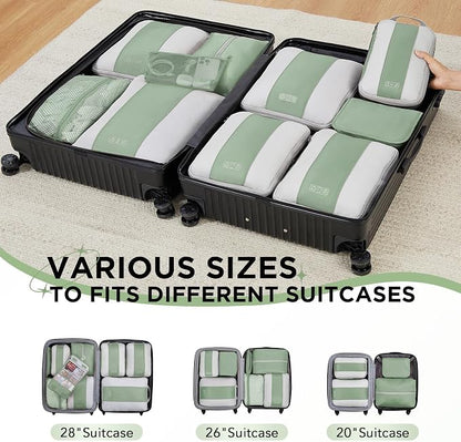 OlarHike 10 Set Compression Packing Cubes for Travel Essentials,Compressible Expandable Space Saver Bags for Organizing Clothes,Luggage Garment Bags with Over 1000 pcs Mesh Holes(Matcha Green) - Image 8