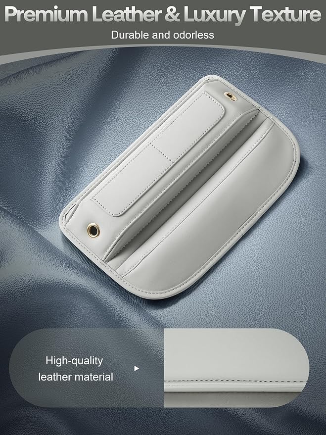 Universal Fit Premium Leather Car Seat Gap Filler Organizer, Center Console Organizer with Card Slots, Clever Gifts for Car SUV Truck Owners (Beige, 1 Pack) - Image 4