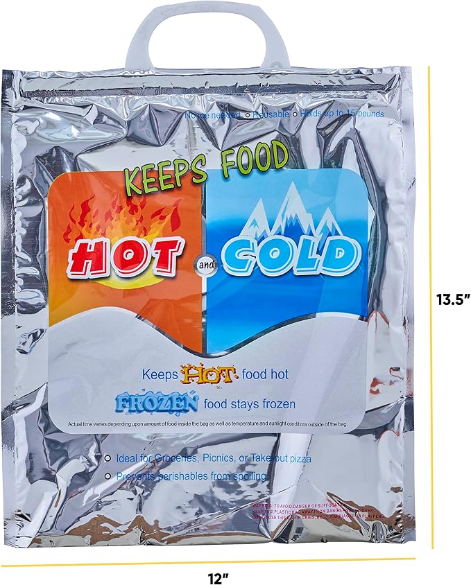 Superio Hot and Cold Insulated Bags for Food Delivery, Grocery Shopping Bags, Food Storage for Hot and Frozen Food for Travel, Disposable Cooler Bag, Reinforced Thermal Lunch Bag (5, 12"x13.5") - Image 9