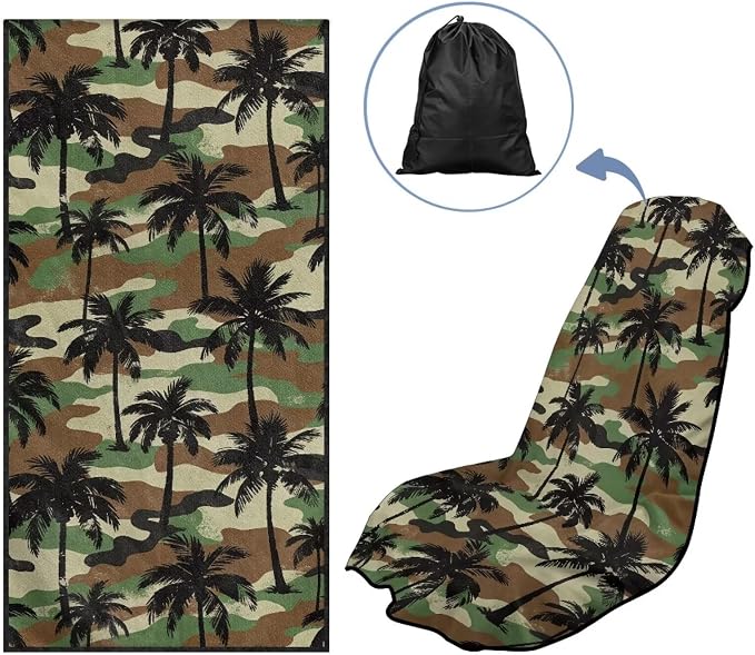 SEANATIVE Sports Towel Seat Covers for Cars - Quick-Dry Sweat Towels for Gym, Hiking & Beach with Anti-Scratch Design (Machine Washable, Universal Fit), Coconut Tree Camouflage Pattern - Image 5