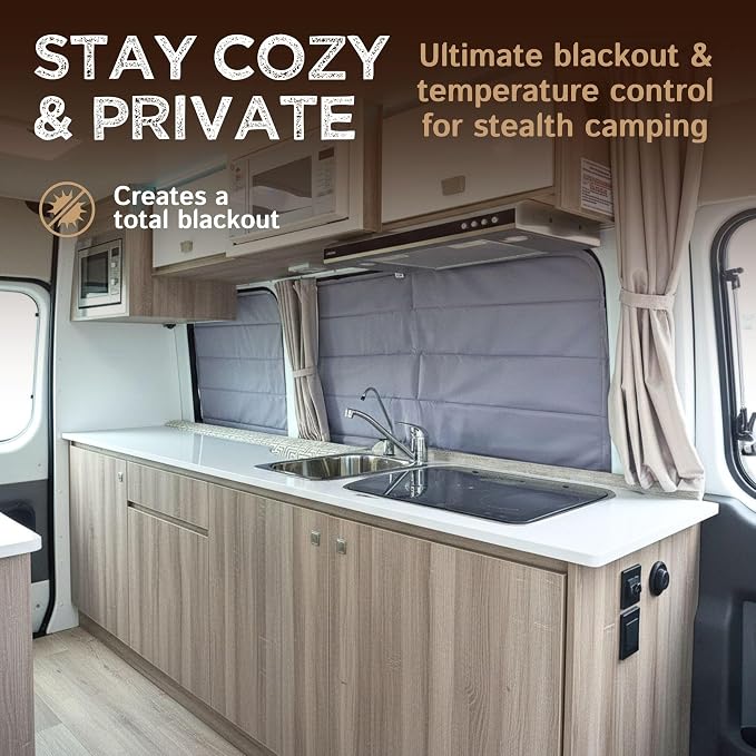 Living in a Bubble Insulated Blackout Mid Left Side Window Cover for Mercedes Sprinter Van Year 2007-2026 170" Length LWB & XLWB, NCV3 & VS30 (Bare Metal Frame) - Image 2