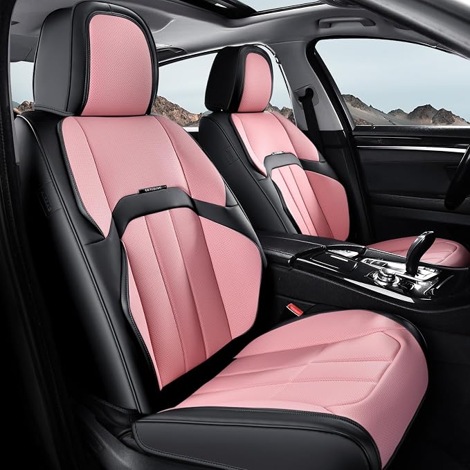 Coverado Nappa Leather Car Seat Covers Front Set, Luxury Waterproof Seat Protectors, Airbag Compatible Anti‑Slip Auto Seat Covers, Universal Fit for Most Cars SUVs Trucks Pickup Vehicles by COVERADOAUTO