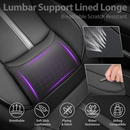 CAR PASS Nappa Leather Seat Covers Front, 3D Foam Support Water Resistant Faux PU Gray Leather Car Seat Covers 2 Pcs, Comfort & Universal Fit for Cars SUV Truck Most Vehicles (Black and Gray) - Image 4