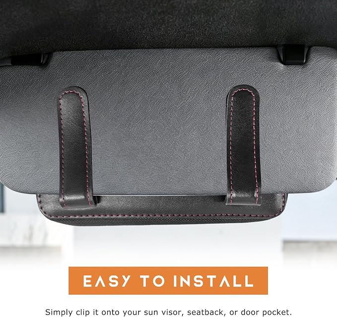 Car Tissue Box, Leather Auto Sun Visor Napkin Case Tissue Case Holder with Zipper, Sunvisor Paper Towel Storage Box Napkin Organizer for Most Vehicles, Car Accessories (Black) - Image 4