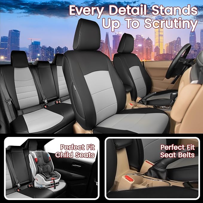 HKZ Customized Special seat Cover for Toyota Corolla (Black+Grey, 2014-2019 Corolla L LE LE Eco XLE Sedan) - Image 6