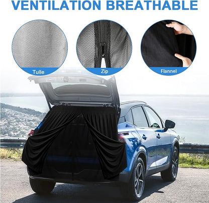 Magnetic Vans Bug Screen Nets, Universal Double Layer SUV Minivan Tailgate Back Door Mosquito Net with Suede Outer, with Magnetic Closure for SUV Back Door Bug Mesh with Zipper-63 inch(H) X 60 inch(W) - Image 6
