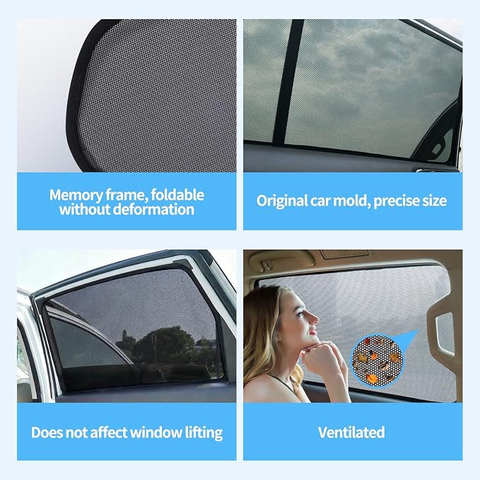 2PCS Rear Side Window Sun Shades for 2022-2026 Honda Civic | Breathable Mesh UV & Heat Blocking Privacy Rear Side Window Covers, Ideal for Baby, Travel and Camping Accessories - Image 4