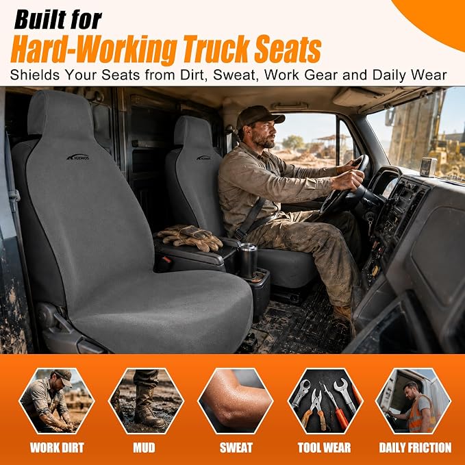 Seat Covers for Trucks, Waterproof Towel Seat Protectors, 2 Pack | 67x30 in Large Size, Sweat-Absorbent Microfiber, Anti-Slip, Quick Drape-On, Front Seat Coverage for Work, Gym, Beach, Pet - Image 8