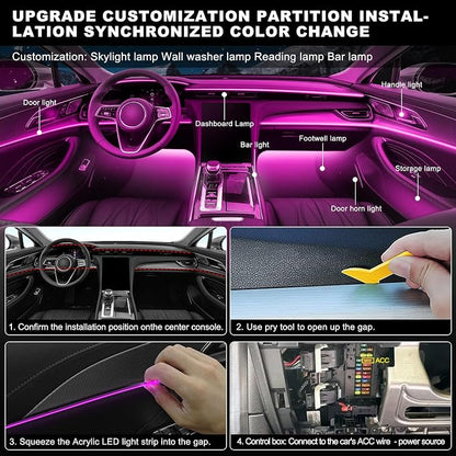 Acrylic Interior Car LED Strip Light with APP, RGB 10 in 1 with 175 inches 600 LEDs Fiber Optic Ambient Lighting Kits, 16 Million Colors Sound Active Function Car Neon LED Strip for Car - Image 6