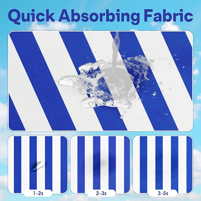 2 Pack Car Seat Towel Covers for Gym, Front Seats, Blue White | Stripes Sweat Protector for Front Seats Premium Thickened with Elastic Strap Breathable & Quick Dry Machine Washable Running - Image 3